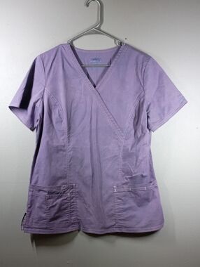 Cherokee Workwear Women's Lavender V-Neck Medical Scrub Top Size Large